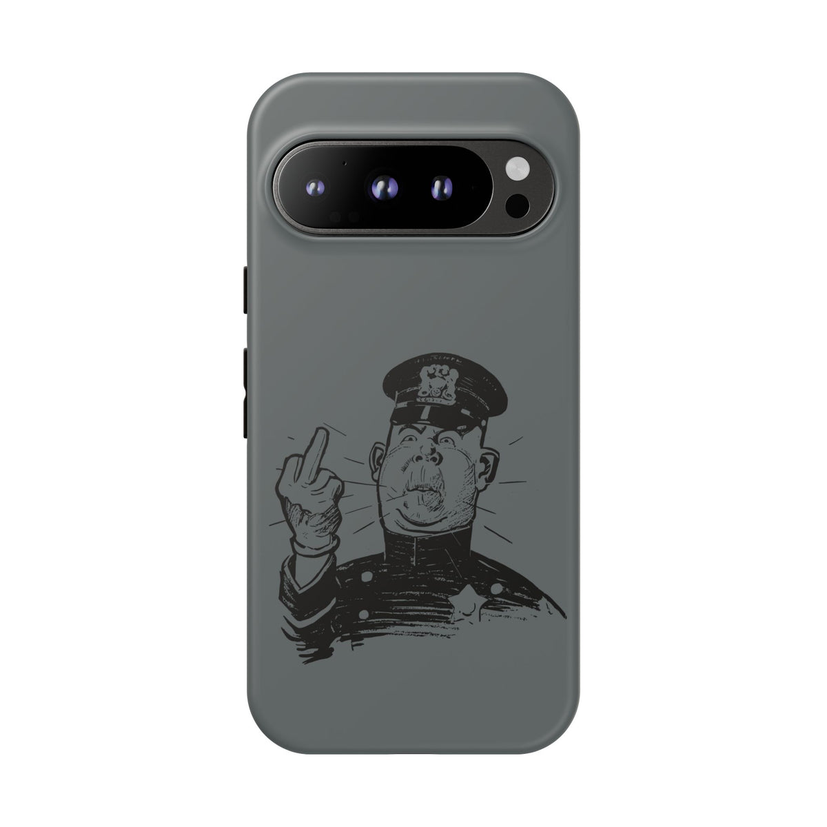 Vintage Cop Middle Finger Phone Case — Edgy Retro iPhone Protective Cover