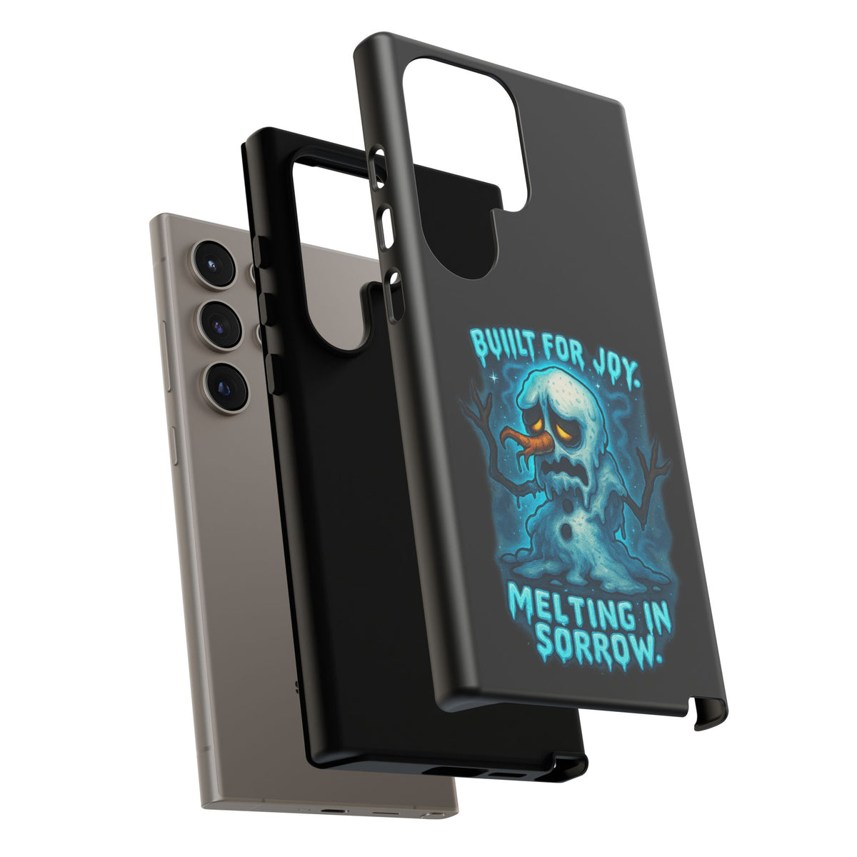 Phone Case — 'Built for Joy, Melting in Sorrow' Blue Melting Snowman Protective Case
