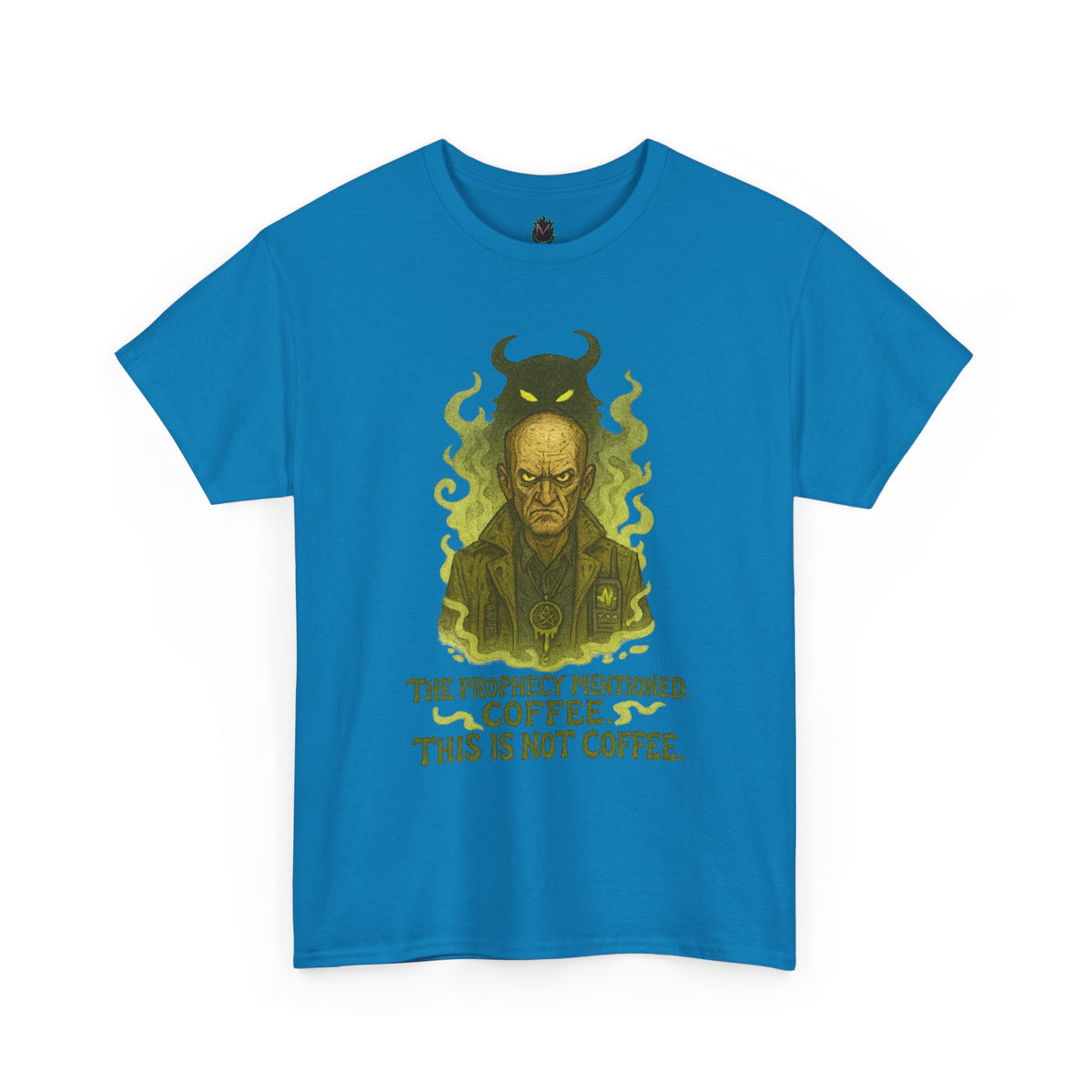 Prophecy Mentioned Coffee Illustration Tee | Funny Demon Barista Shirt