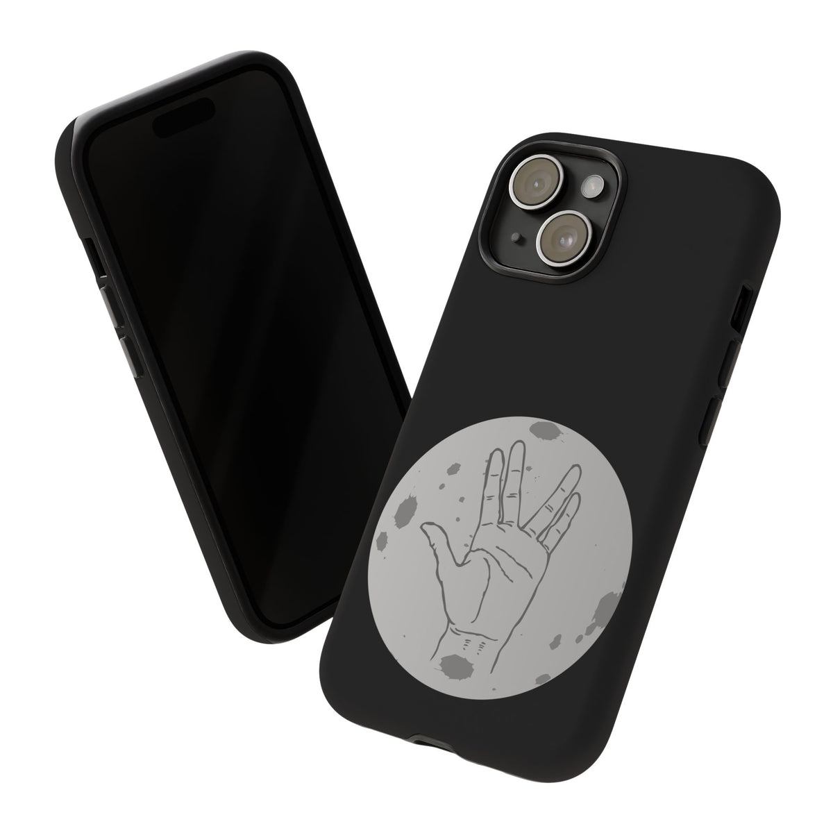 Spock Live Long Phone Case — Vulcan Salute Moon Graphic