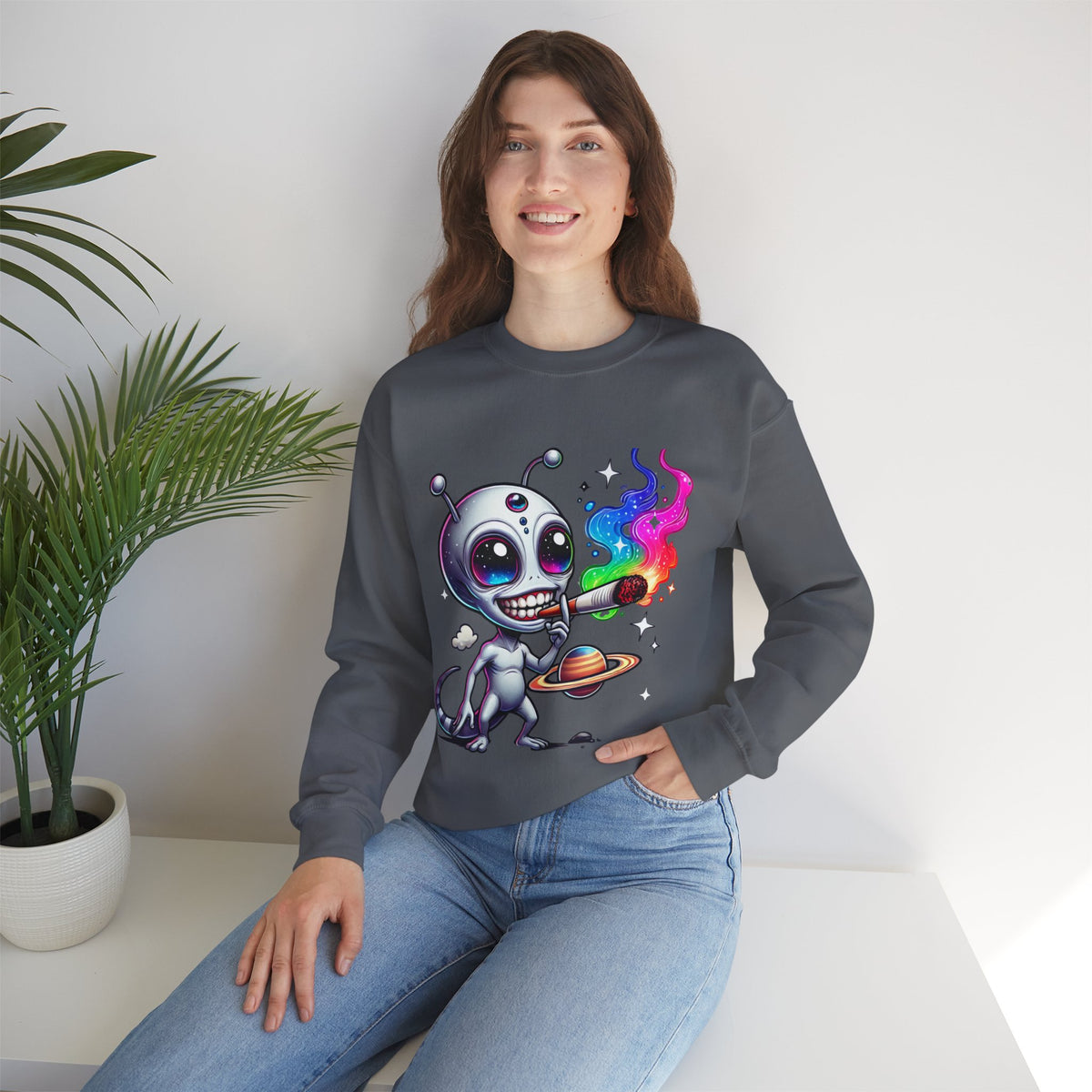 Stoned Alien Galaxy Crewneck Sweatshirt
