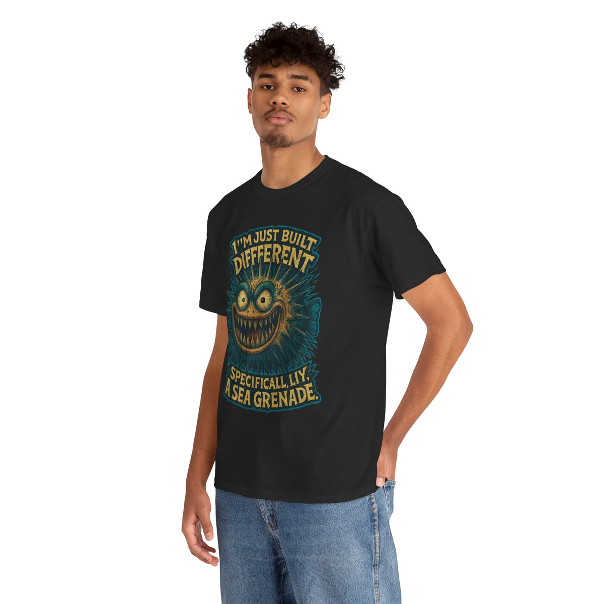 I'm Just Built Different Sea Grenade Tee | Pufferfish Illustration