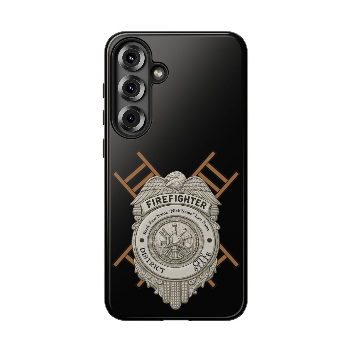 Firefighter Badge Tough Phone Case — Firefighter Helmet & Ladders Protective Case
