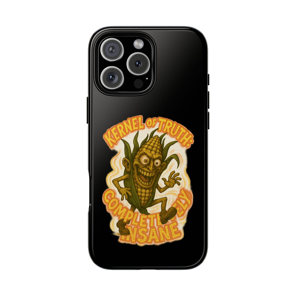 Corny Horror Phone Case - “Kernel of Truth, Completely Insane” Retro Corn Monster