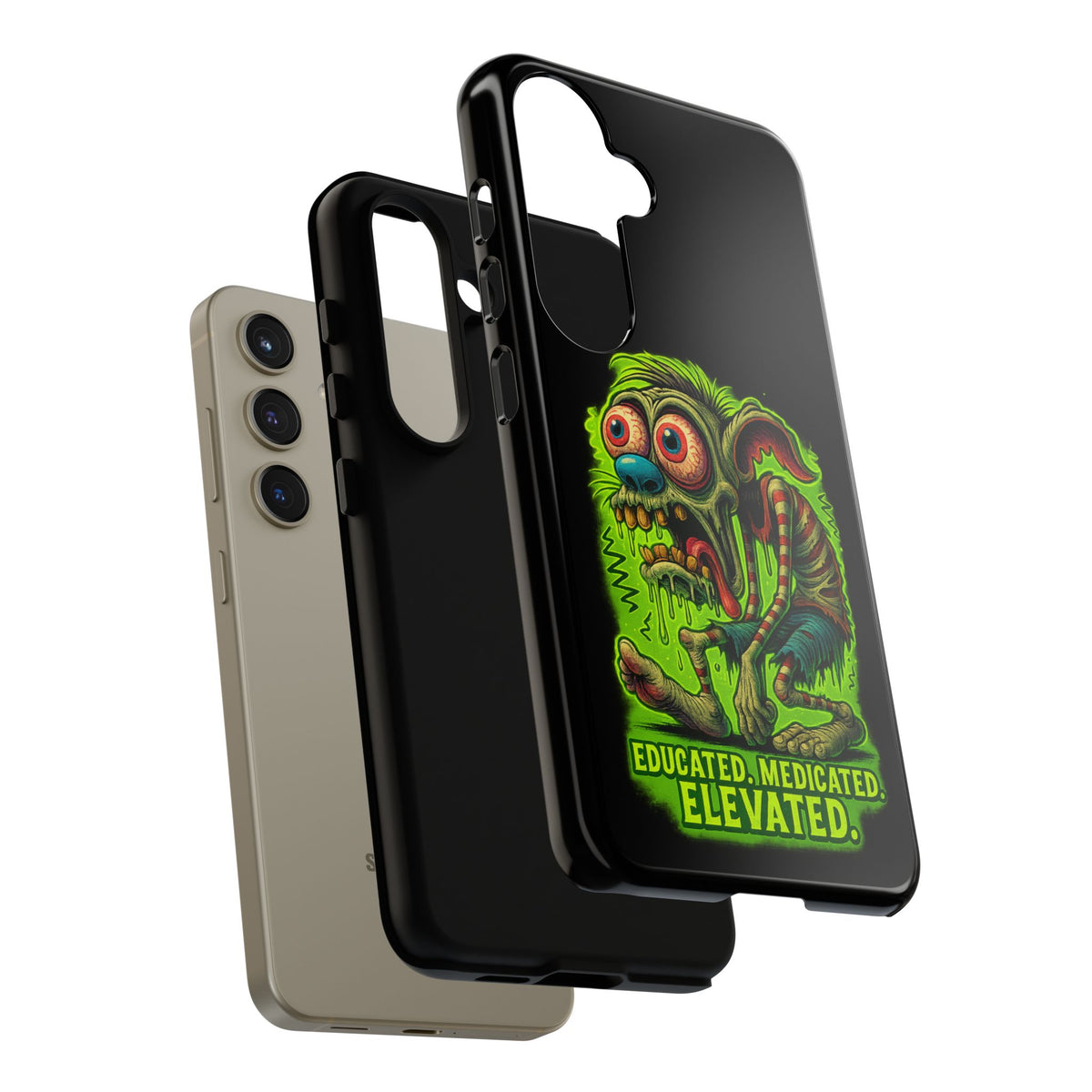 Phone Case — "Educated. Medicated. Elevated." Neon Monster Design