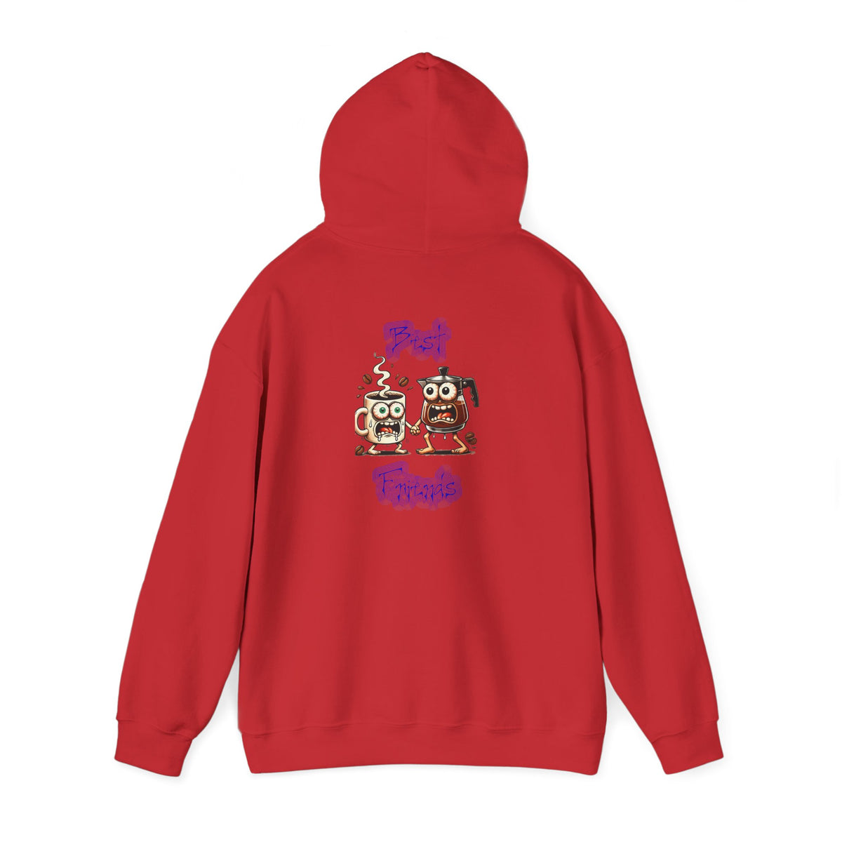 Coffee & Coffee Pot Friends Graphic Hoodie — Cute Cartoon Coffee & Coffee Pot "Best Friends" Pullover