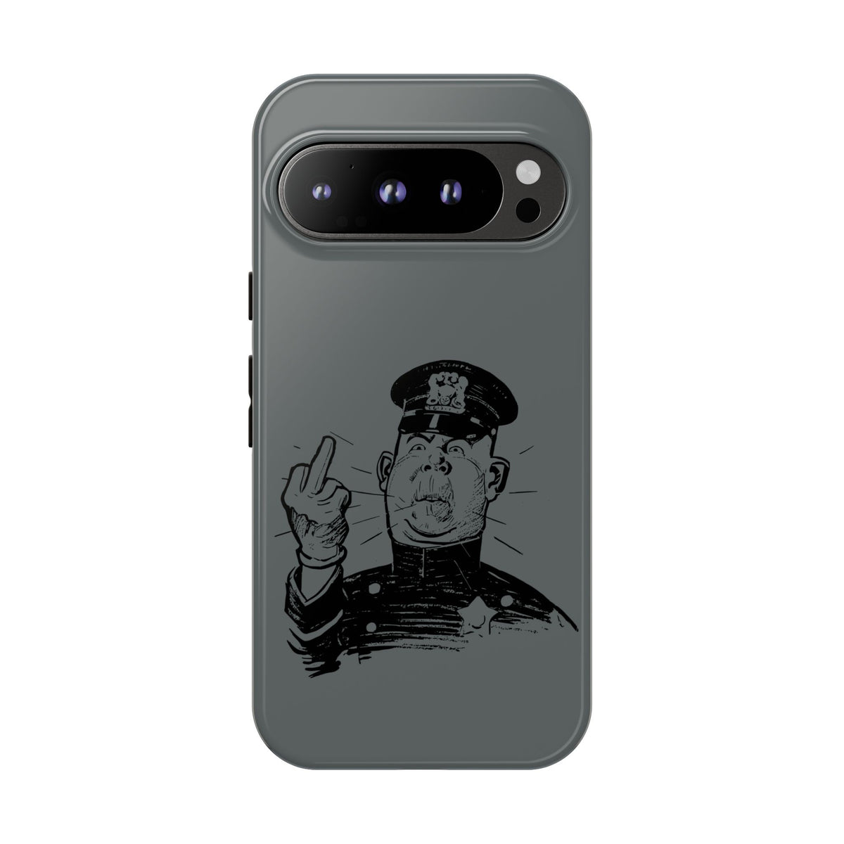 Vintage Cop Middle Finger Phone Case — Edgy Retro iPhone Protective Cover