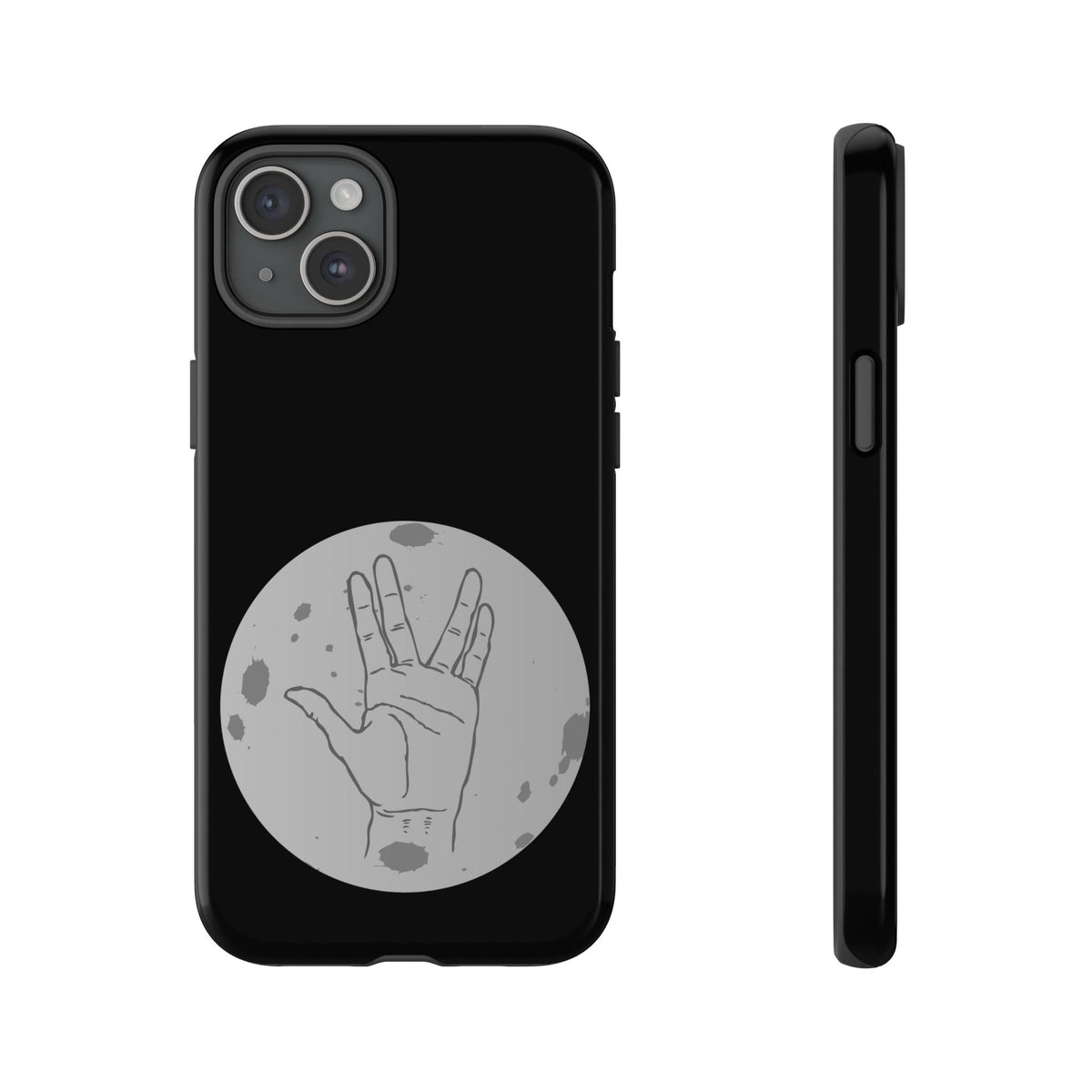 Spock Live Long Phone Case — Vulcan Salute Moon Graphic