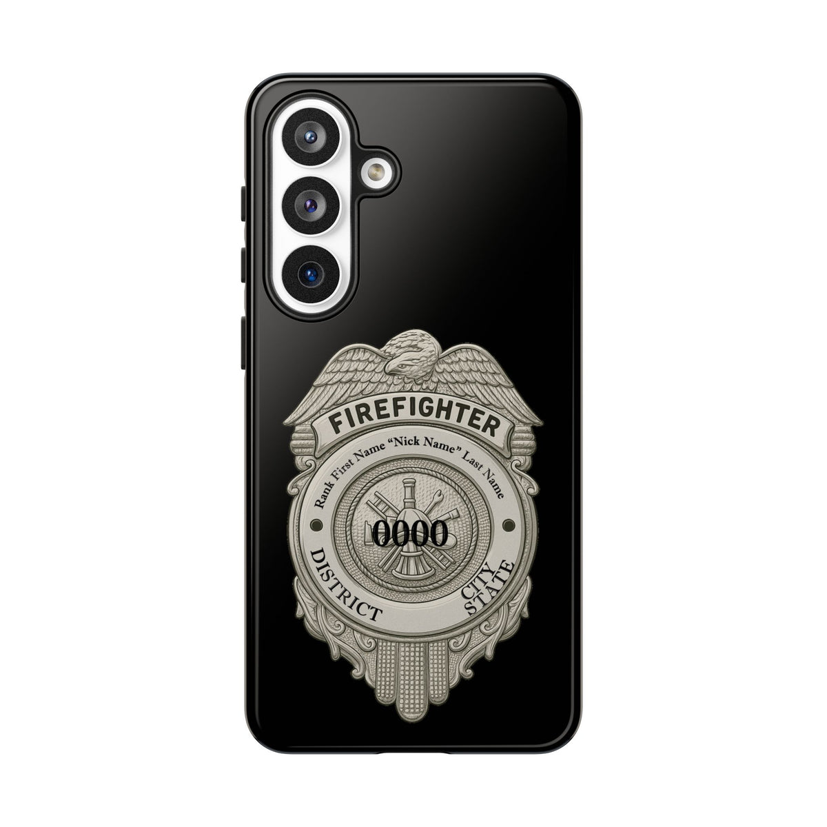 Firefighter Badge Tough Phone Case — Personalized Station Number Design