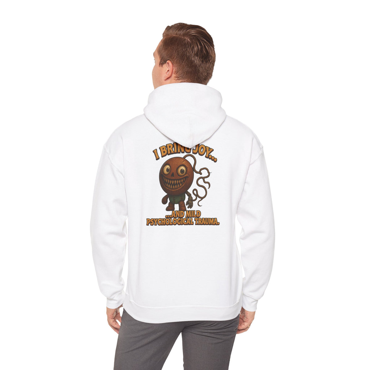 Hoodie — "I Bring Joy" Creepy Candy Character Graphic Pullover