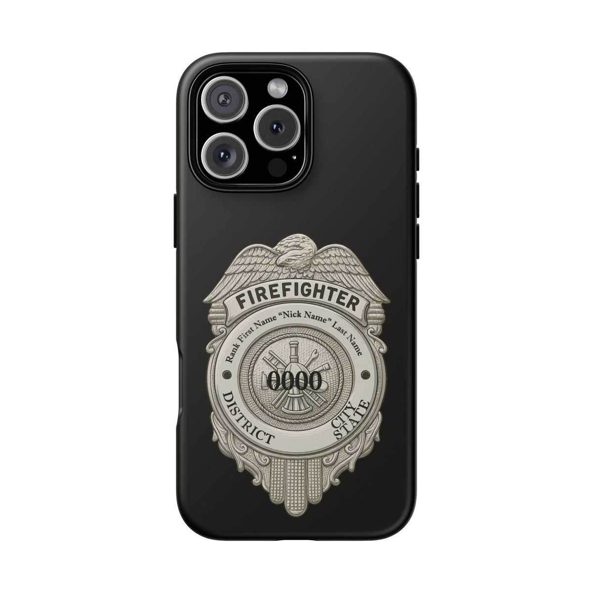 Firefighter Badge Tough Phone Case — Personalized Station Number Design