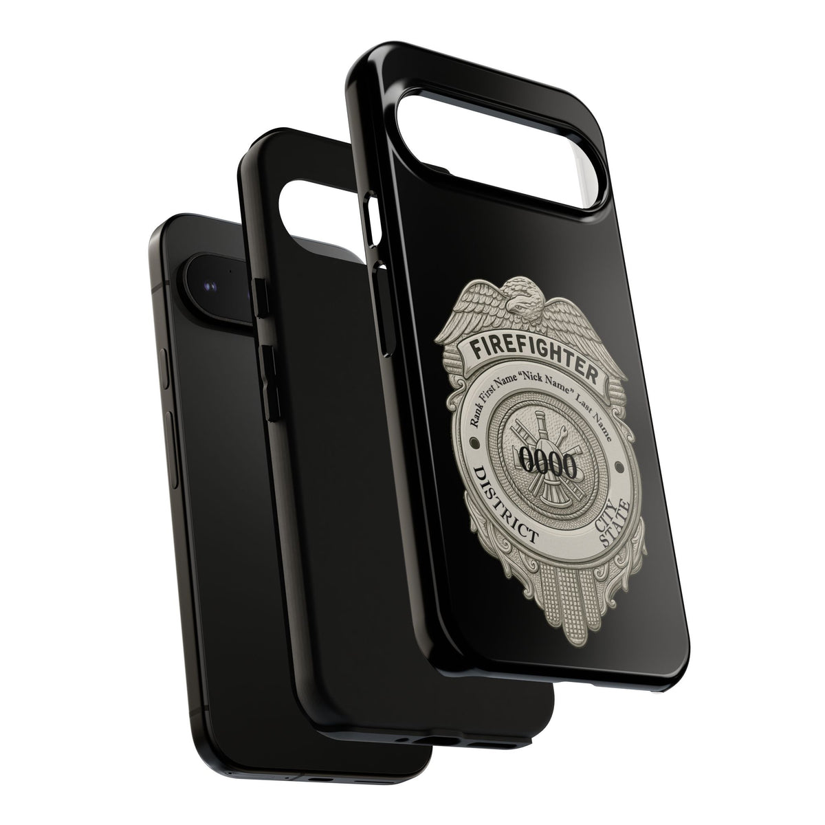 Firefighter Badge Tough Phone Case — Personalized Station Number Design