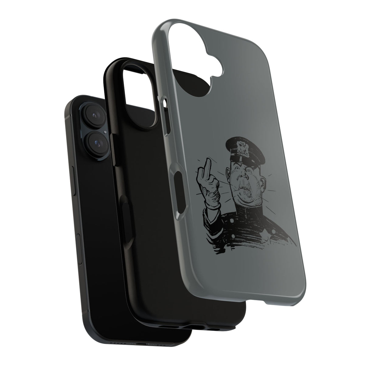 Vintage Cop Middle Finger Phone Case — Edgy Retro iPhone Protective Cover