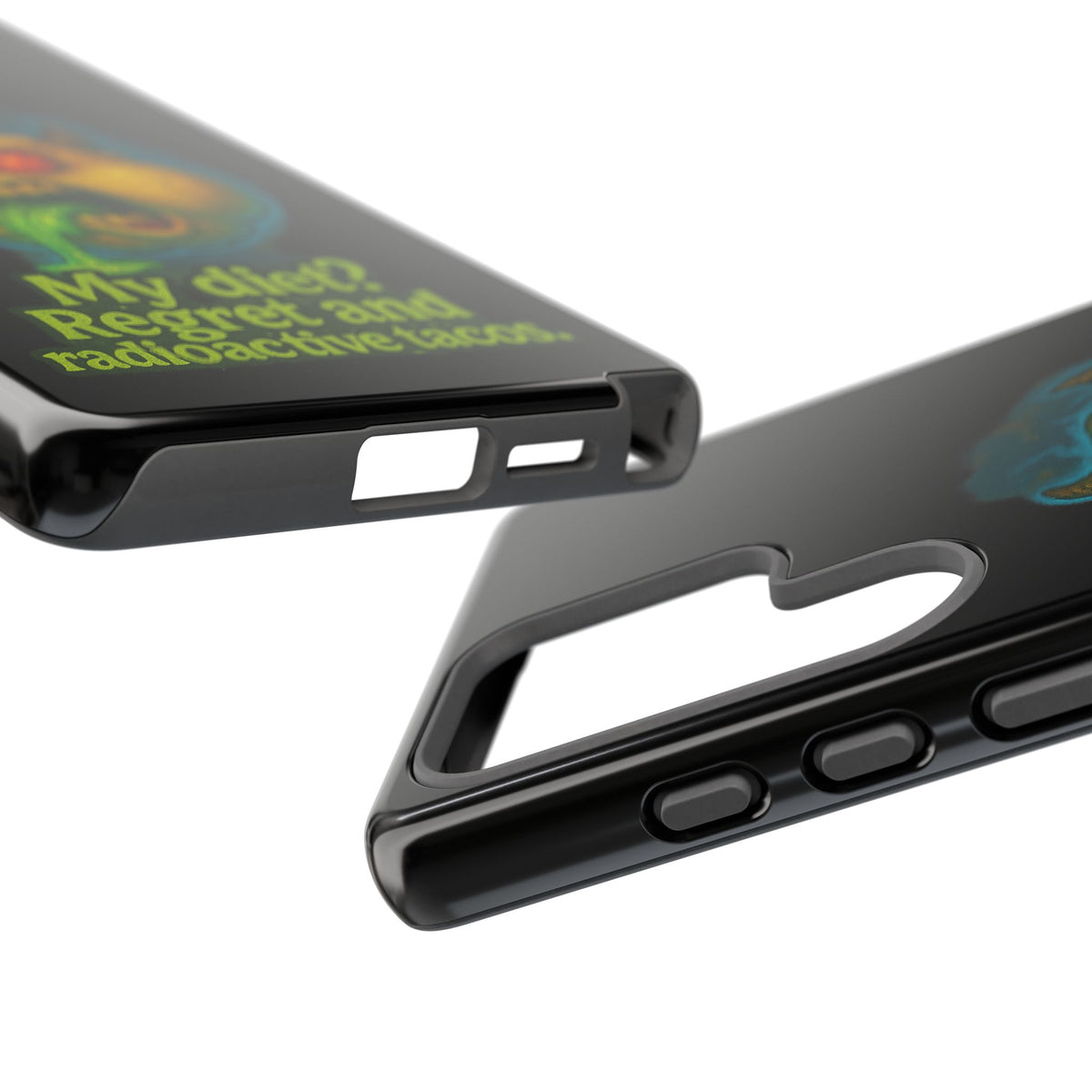 My Diet? Regret & Radioactive Tacos Phone Case — Funny Retro Monster Protective Cover