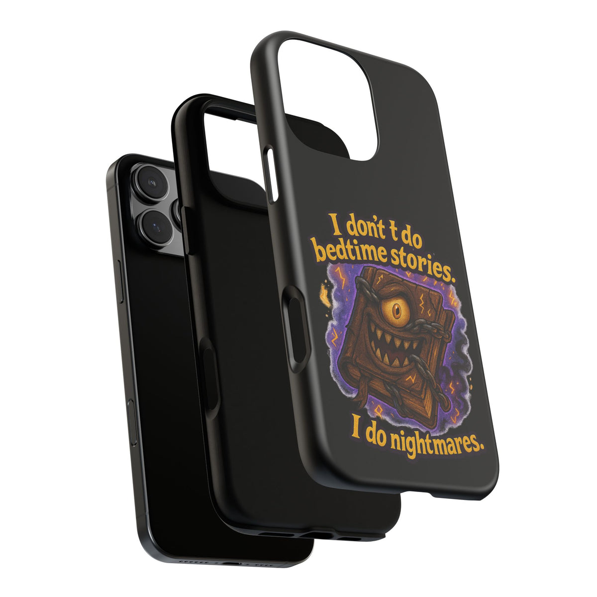 Phone Case — "I Don't Do Bedtime Stories, I Do Nightmares" Horror Book Design