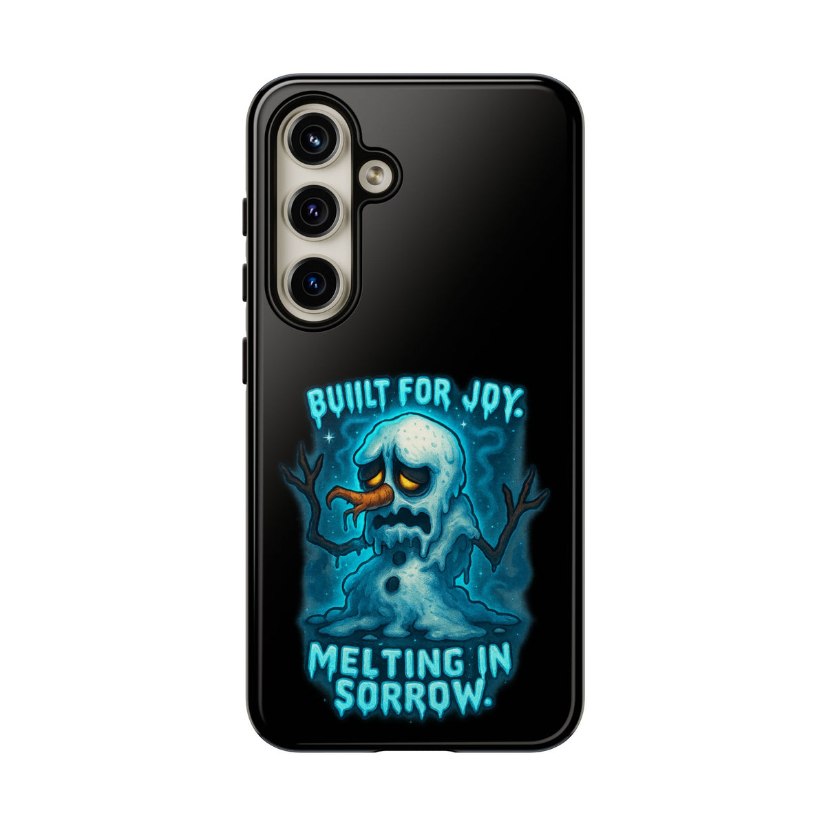 Phone Case — 'Built for Joy, Melting in Sorrow' Blue Melting Snowman Protective Case