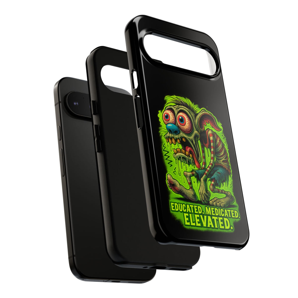 Phone Case — "Educated. Medicated. Elevated." Neon Monster Design
