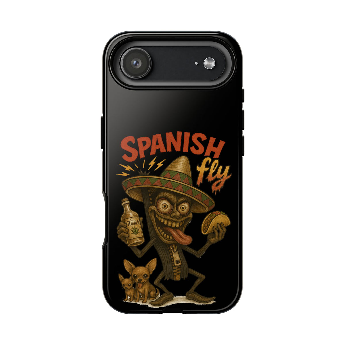 Spanish Fly Tough Phone Case — Retro Skull Sombrero Design