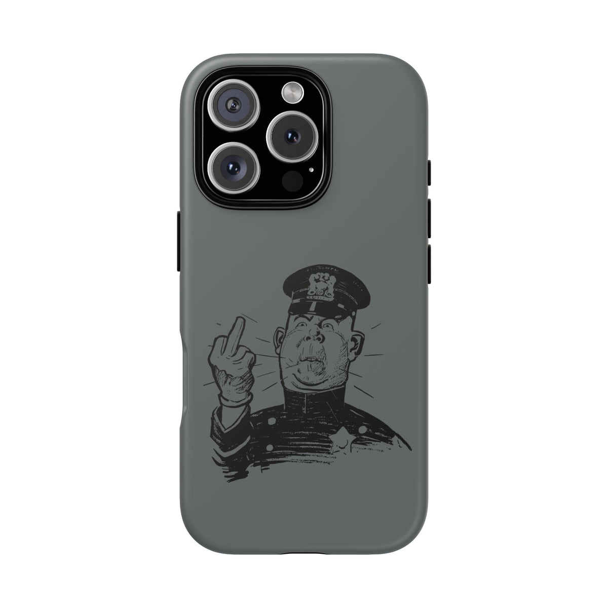 Vintage Cop Middle Finger Phone Case — Edgy Retro iPhone Protective Cover