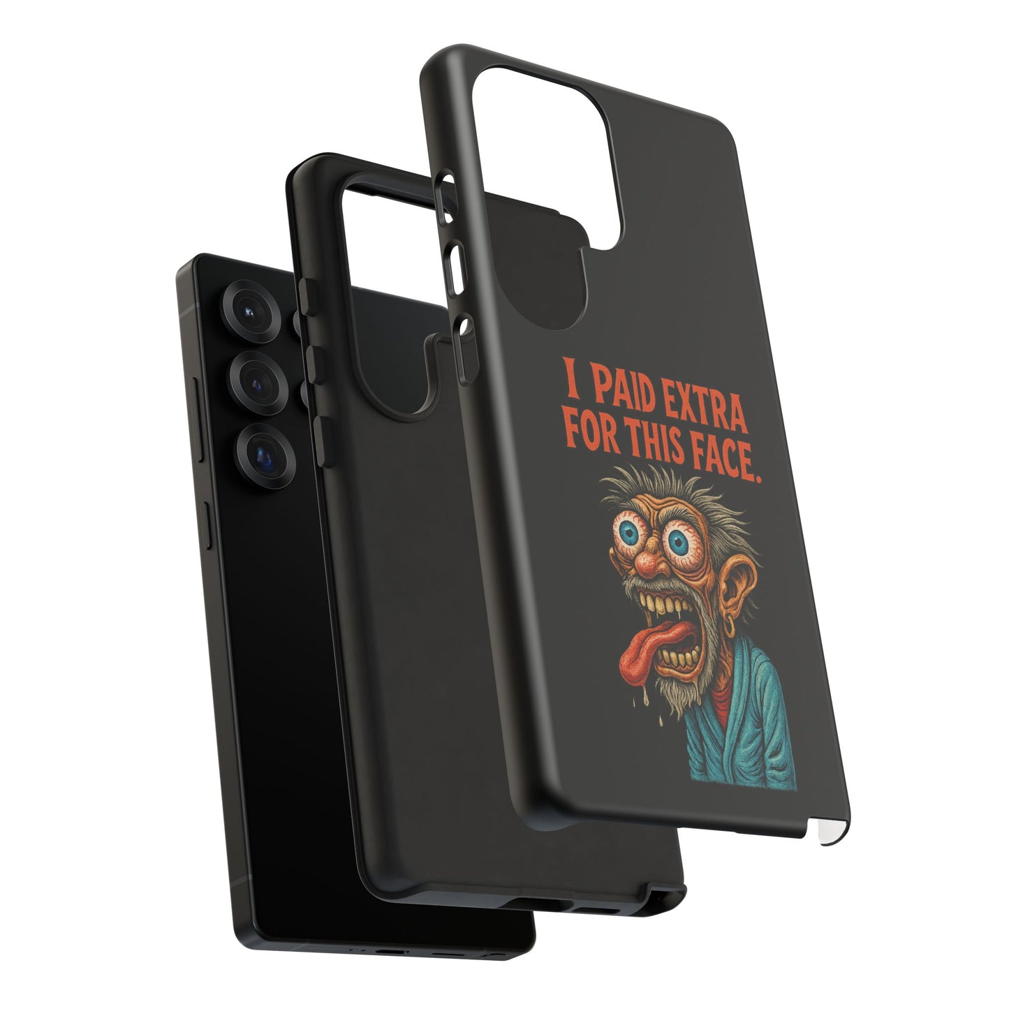 Funny ‘I Paid Extra For This Face’ Phone Case — Retro Horror Cartoon Design