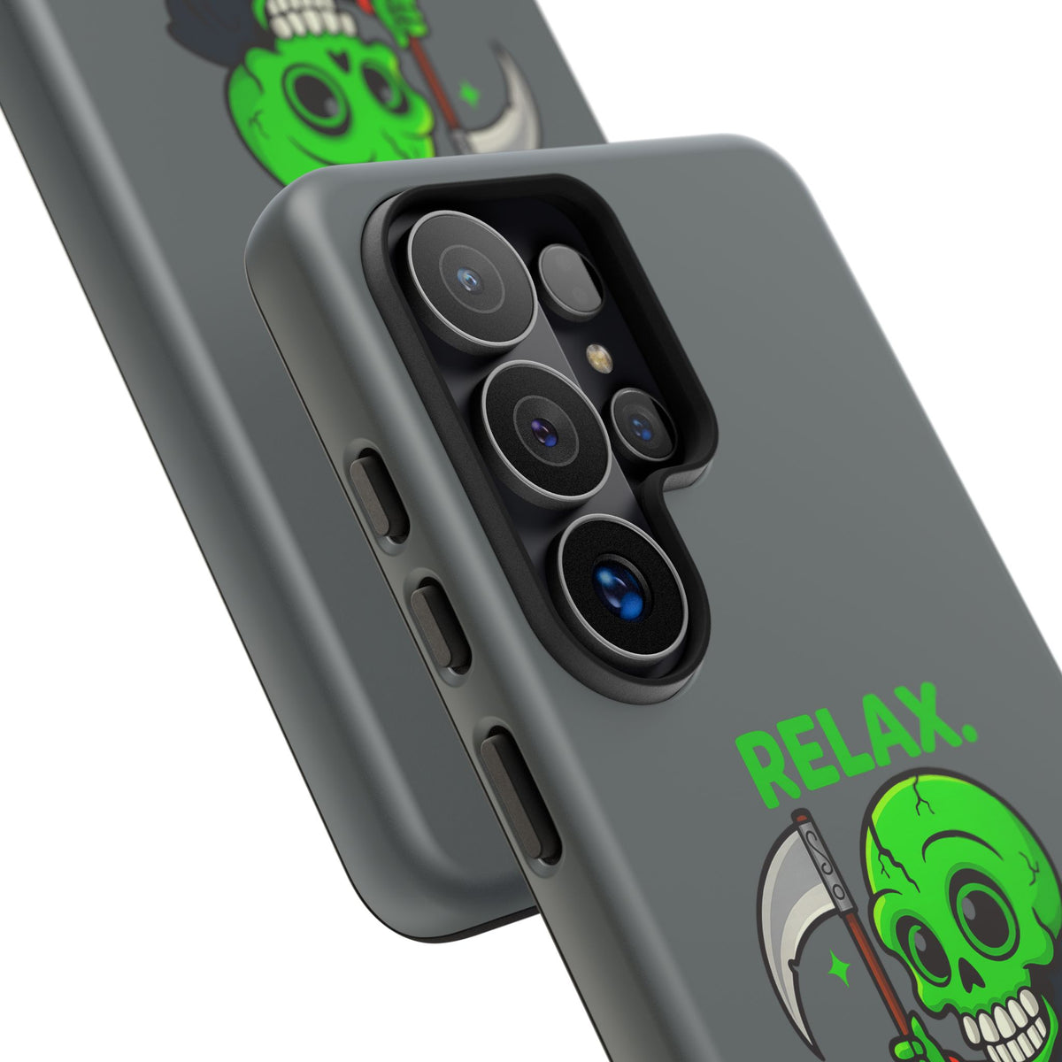 Phone Case — 'Relax. I Only Reap on Weekdays.' Cute Green Grim Reaper Protective Cover