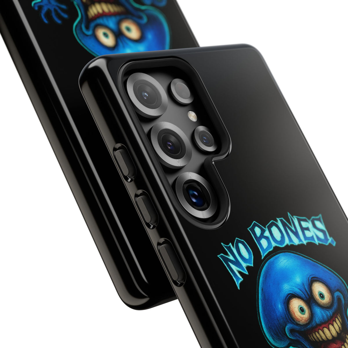 Phone Case — 'No Bones, No Chill, No Mercy' Blue Jellyfish Horror Design