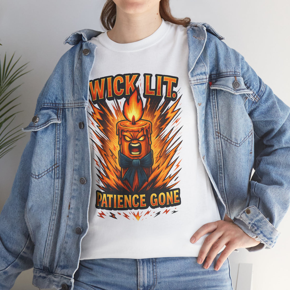 Wick Lit Candle Head, T-Shirt | Patience Gone, Flaming Candle Graphic