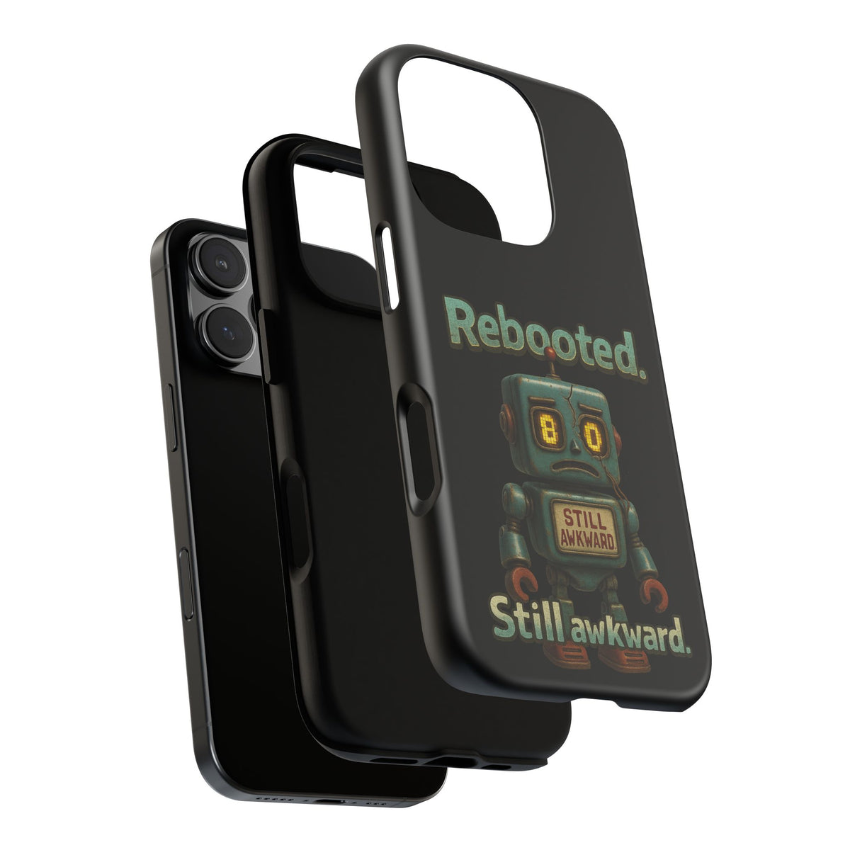 Phone Case — 'Rebooted. Still Awkward.' Retro Robot Protective Cover