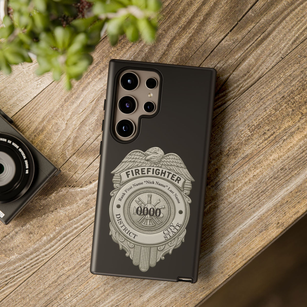 Firefighter Badge Tough Phone Case — Personalized Station Number Design