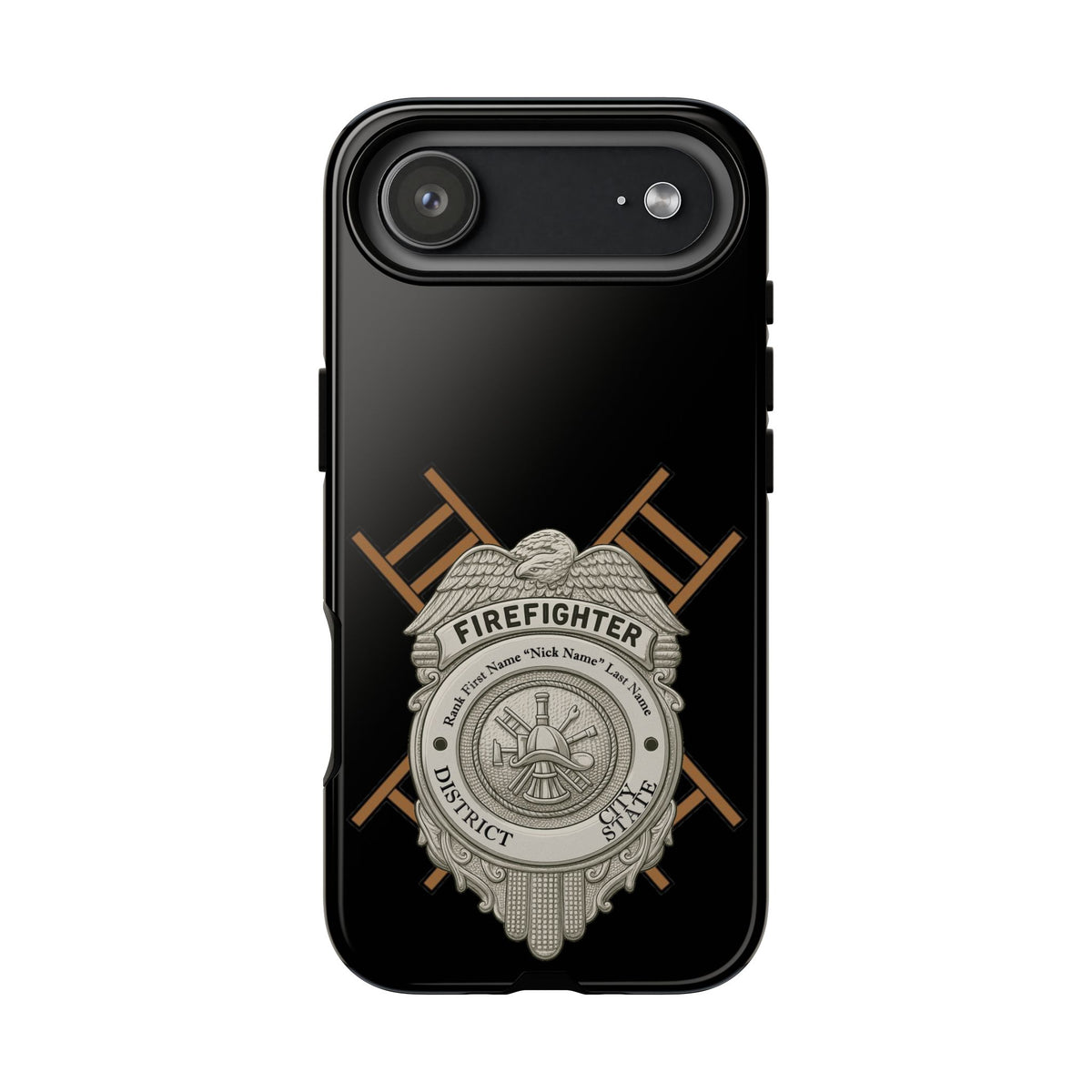 Firefighter Badge Tough Phone Case — Firefighter Helmet & Ladders Protective Case