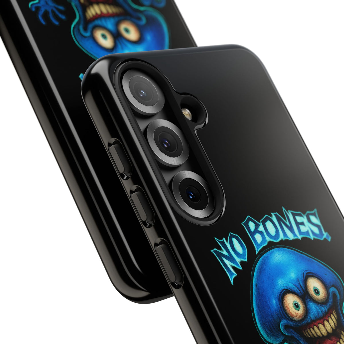 Phone Case — 'No Bones, No Chill, No Mercy' Blue Jellyfish Horror Design