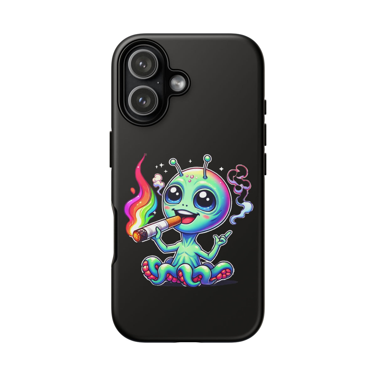 Alien Smoking Rainbow Joint Phone Case — Cute Psychedelic Cannabis iPhone Cover
