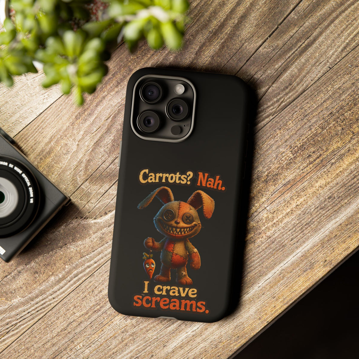 Phone Case — Creepy Bunny "Carrots? Nah. I crave screams." Halloween Horror Design