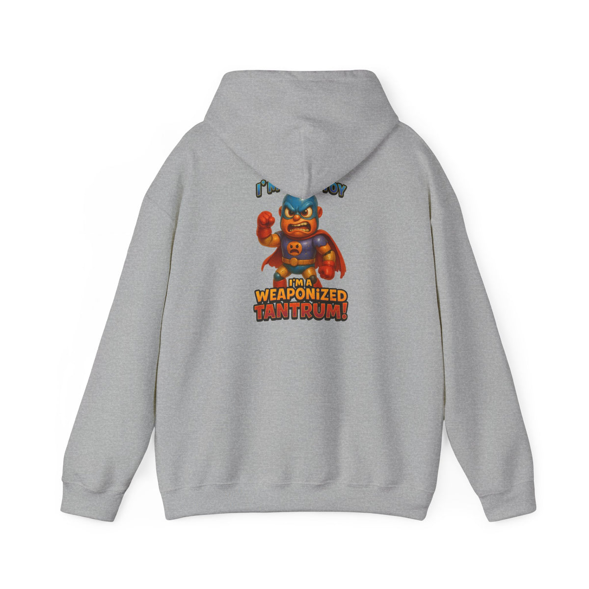 Weaponized Tantrum Hoodie — Funny Superhero Cat Graphic Sweatshirt