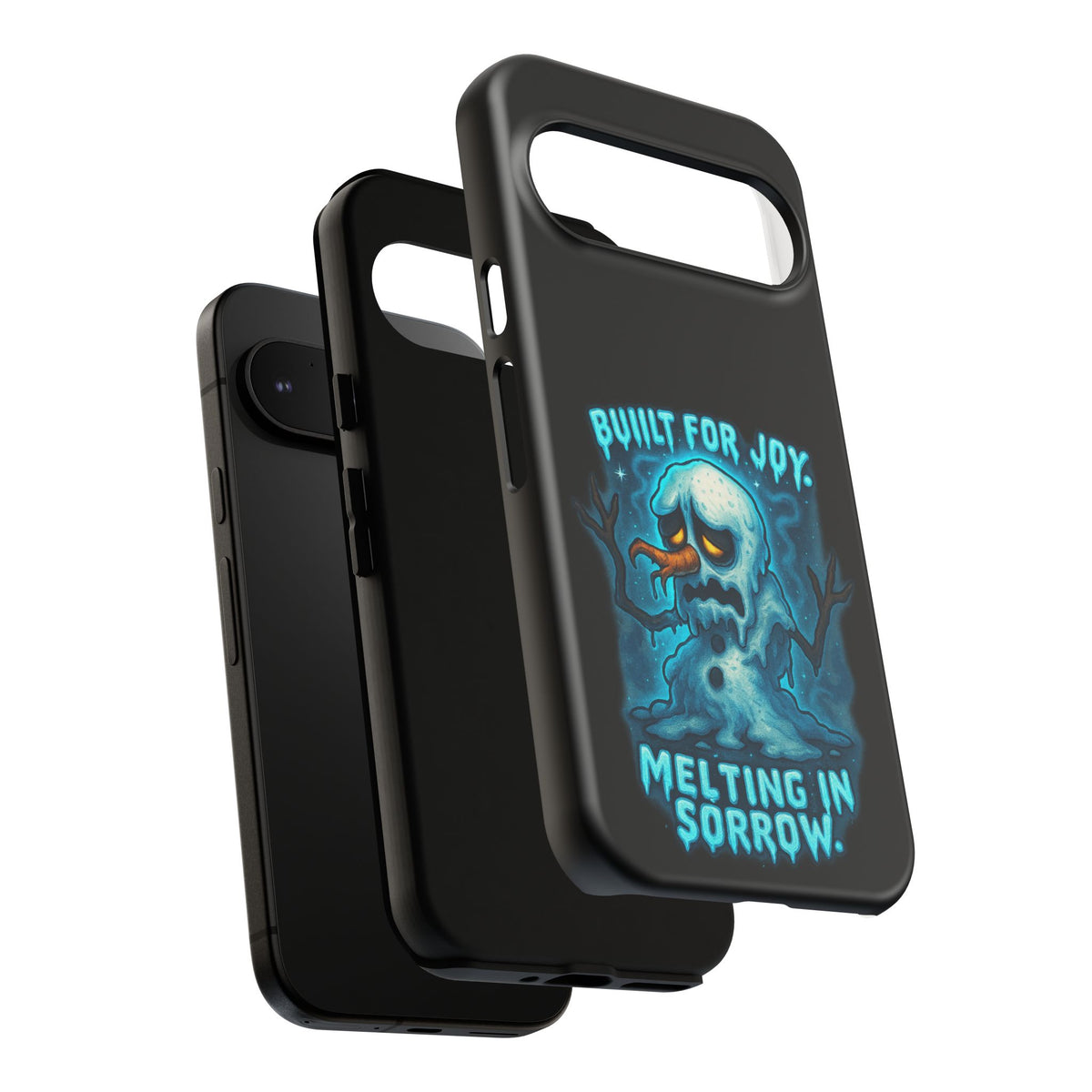 Phone Case — 'Built for Joy, Melting in Sorrow' Blue Melting Snowman Protective Case