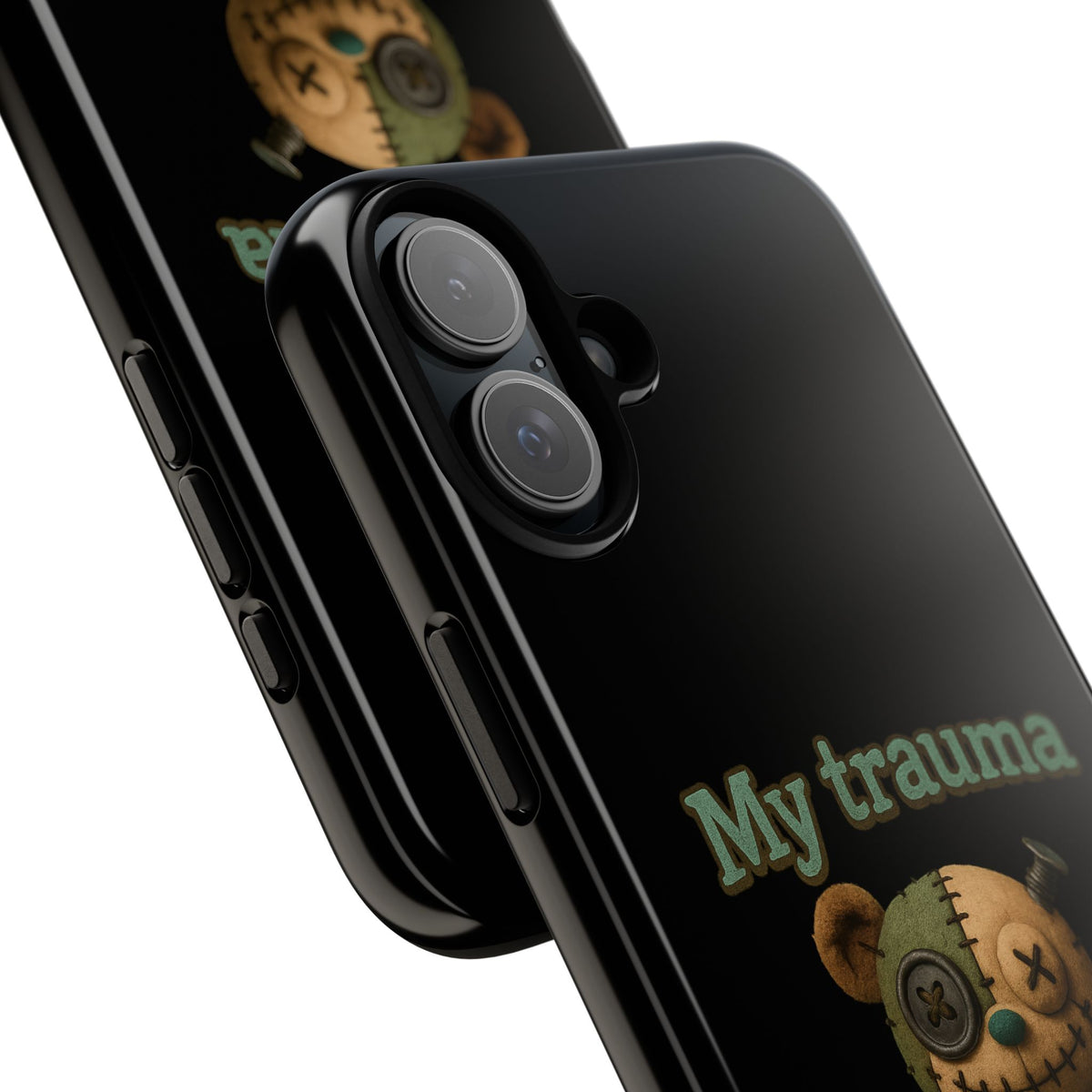 Phone Case — 'My Trauma Runs on AA Batteries' Creepy Voodoo Teddy Protective Cover