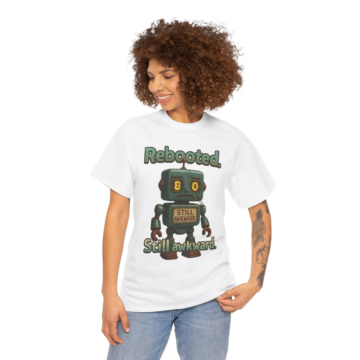 Rebooted Still Awkward Robot T-Shirt | Cute Robot Tee