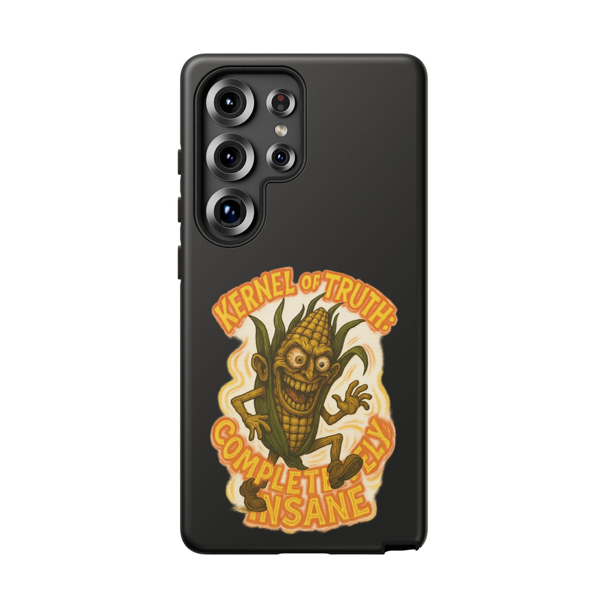 Corny Horror Phone Case - “Kernel of Truth, Completely Insane” Retro Corn Monster