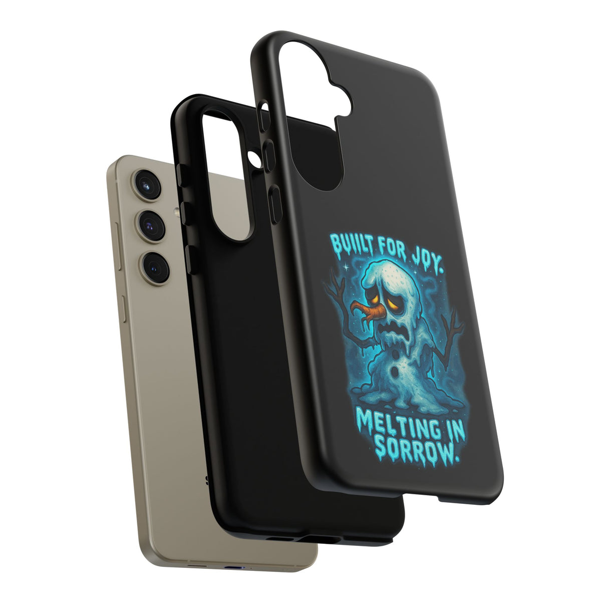 Phone Case — 'Built for Joy, Melting in Sorrow' Blue Melting Snowman Protective Case