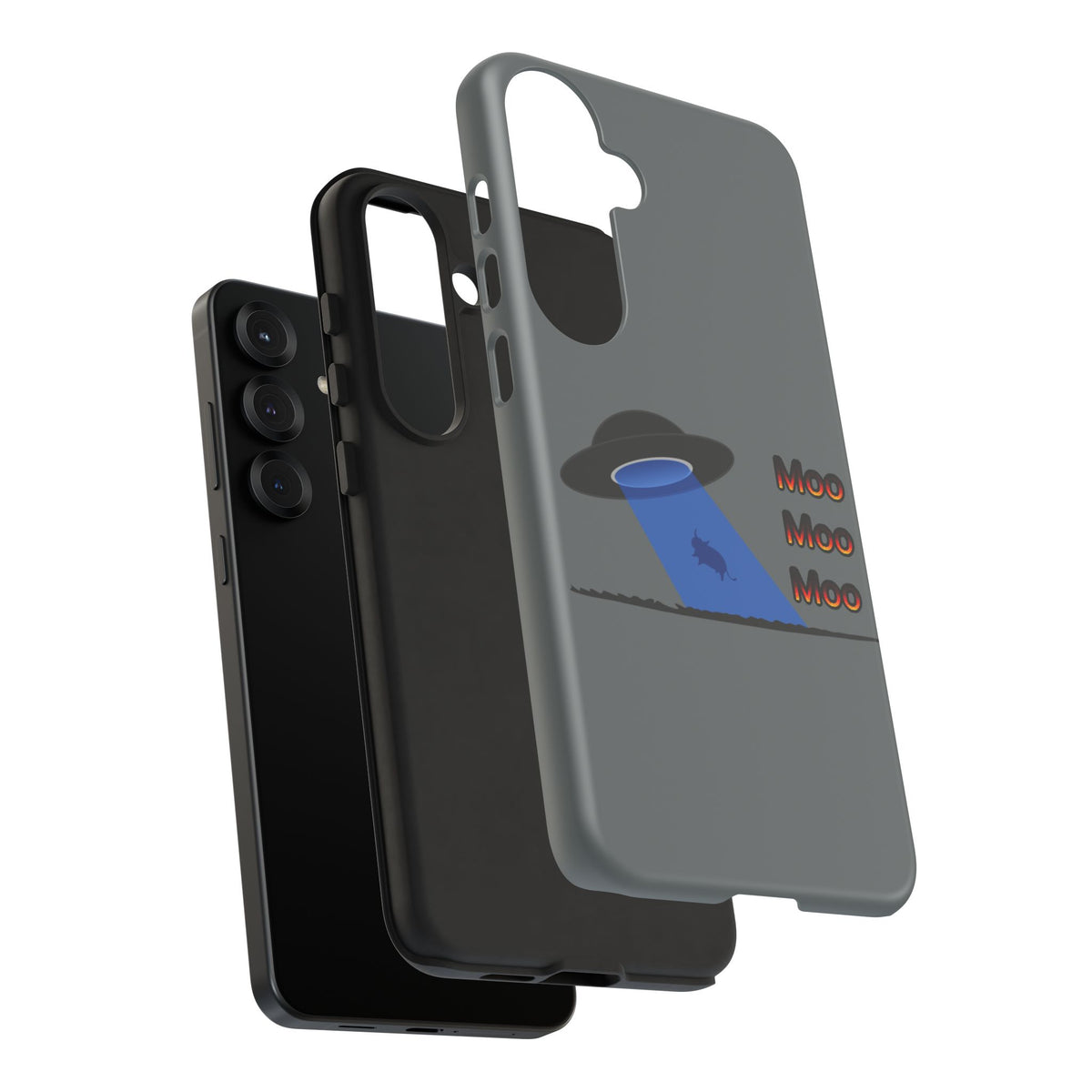 Phone Case — Funny UFO Cow Abduction Design with “Moo Moo Moo”