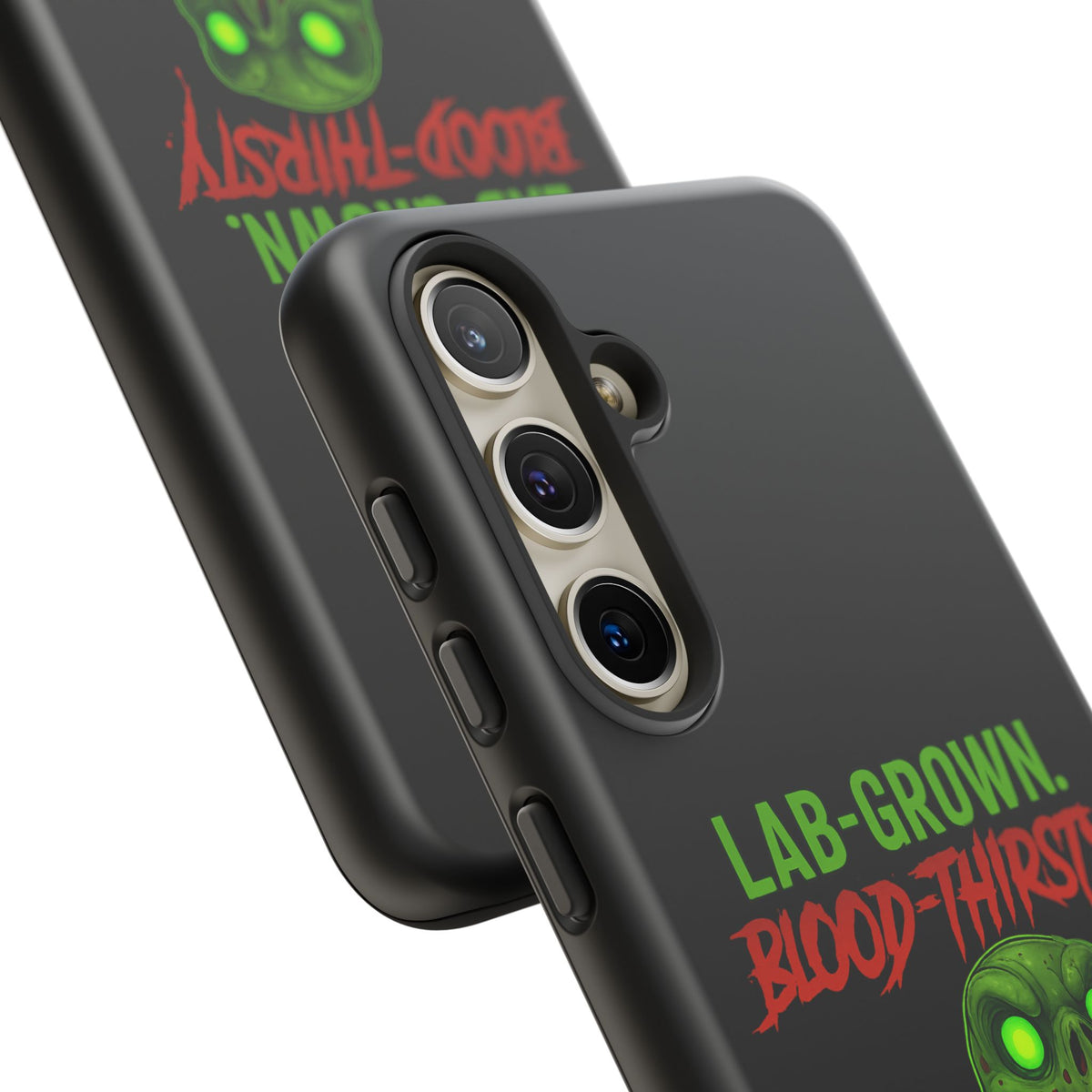 Phone Case — “Lab-Grown. Blood-Thirsty!” Green Monster Horror Design