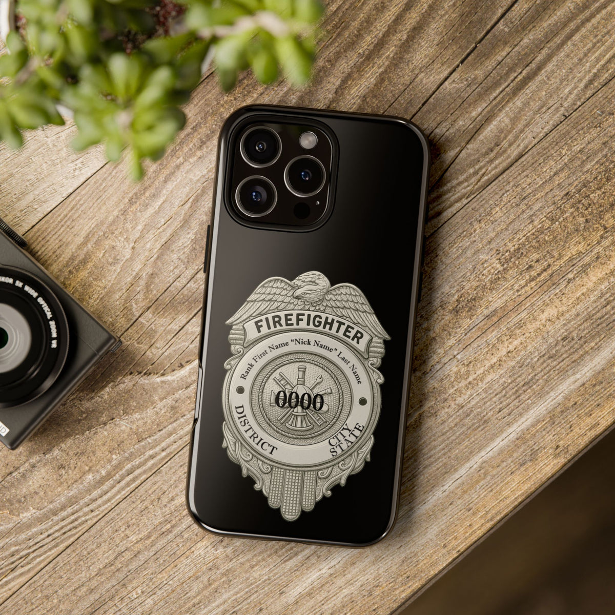Firefighter Badge Tough Phone Case — Personalized Station Number Design
