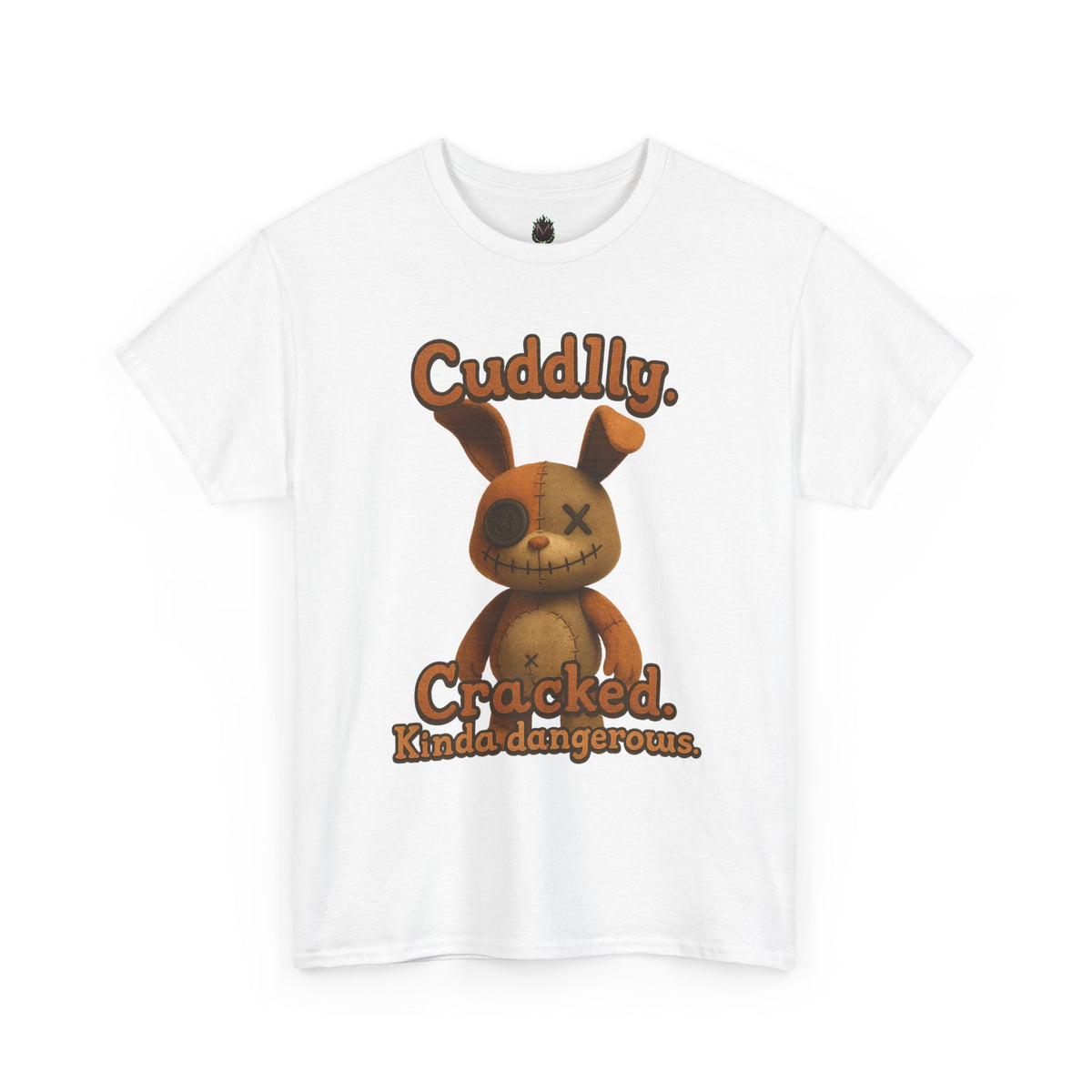 T‑Shirt — "Cuddly. Cracked. Kinda dangerous." Distressed Bunny Graphic Tee
