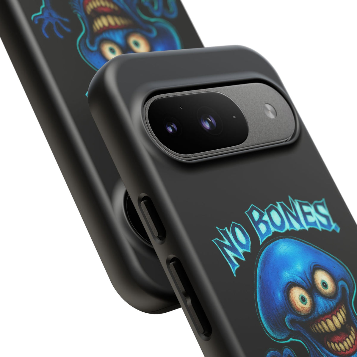 Phone Case — 'No Bones, No Chill, No Mercy' Blue Jellyfish Horror Design