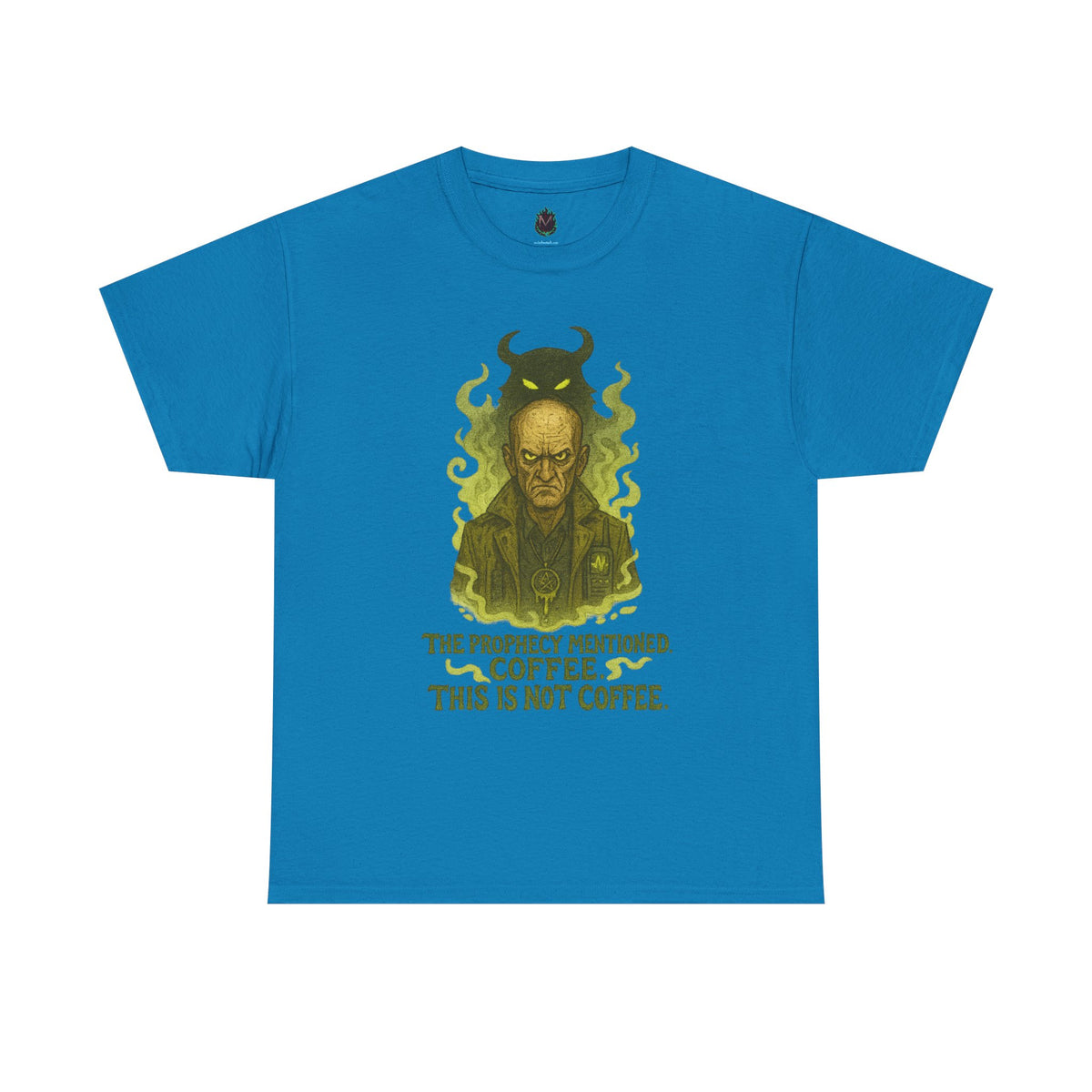 Prophecy Mentioned Coffee Illustration Tee | Funny Demon Barista Shirt