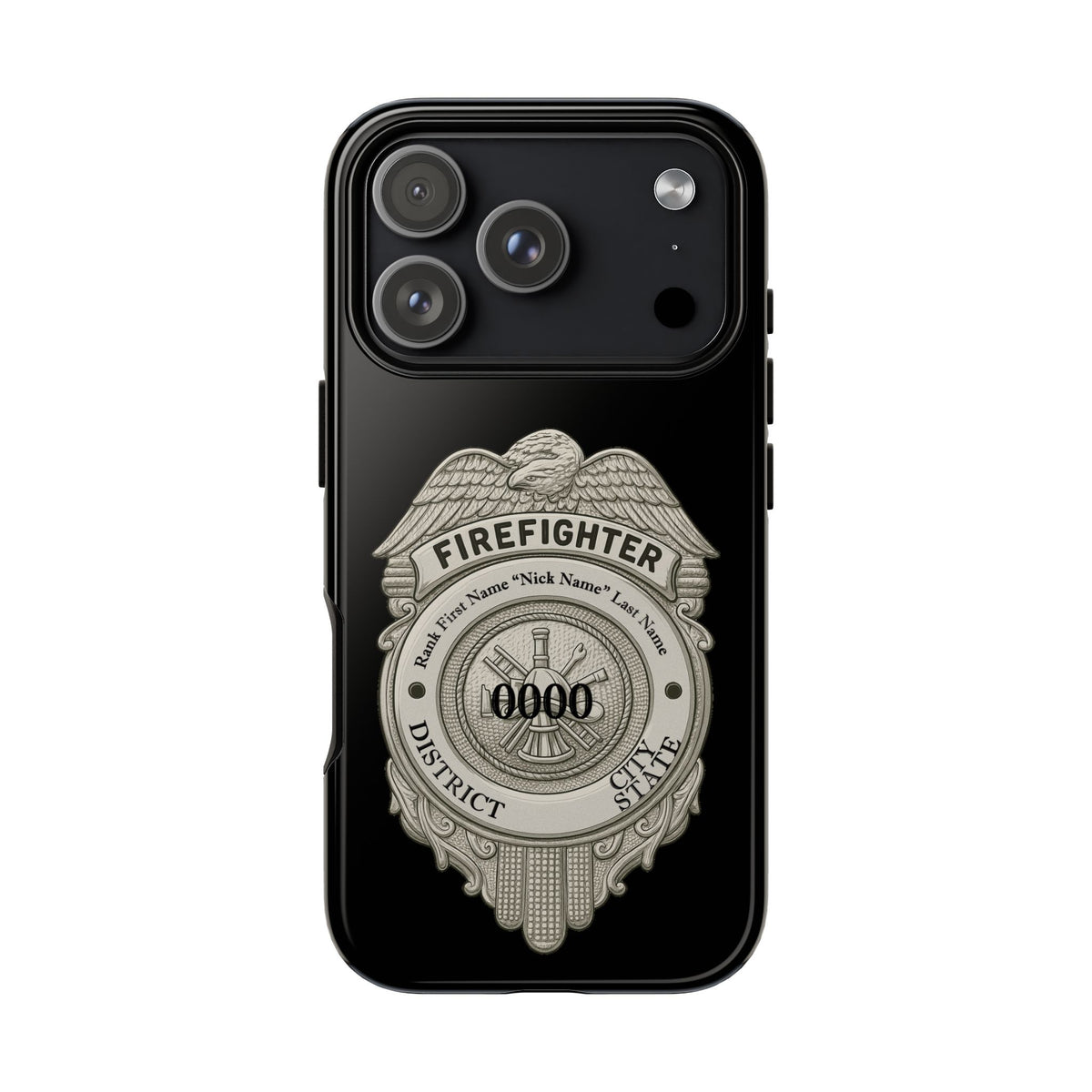 Firefighter Badge Tough Phone Case — Personalized Station Number Design