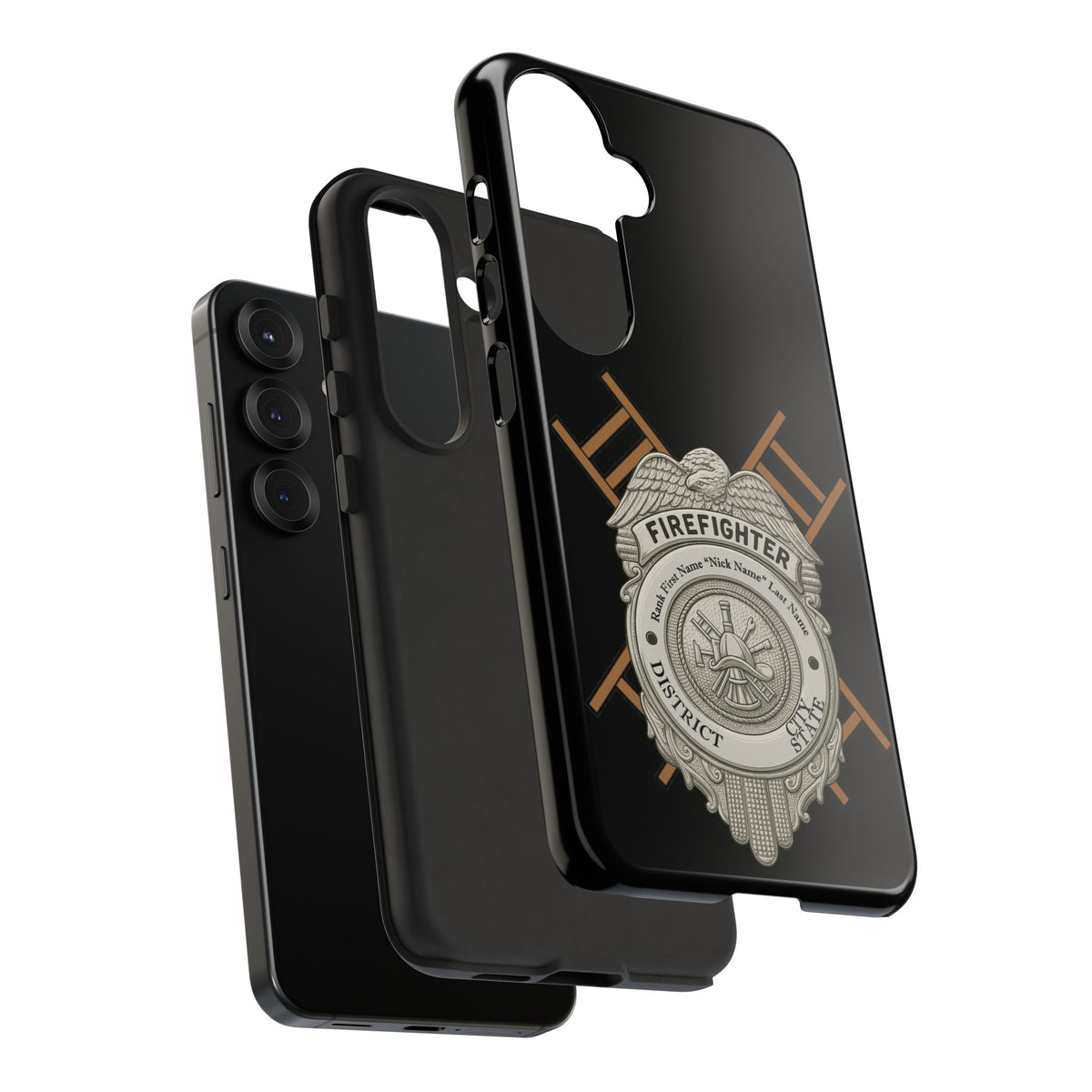 Firefighter Badge Tough Phone Case — Firefighter Helmet & Ladders Protective Case