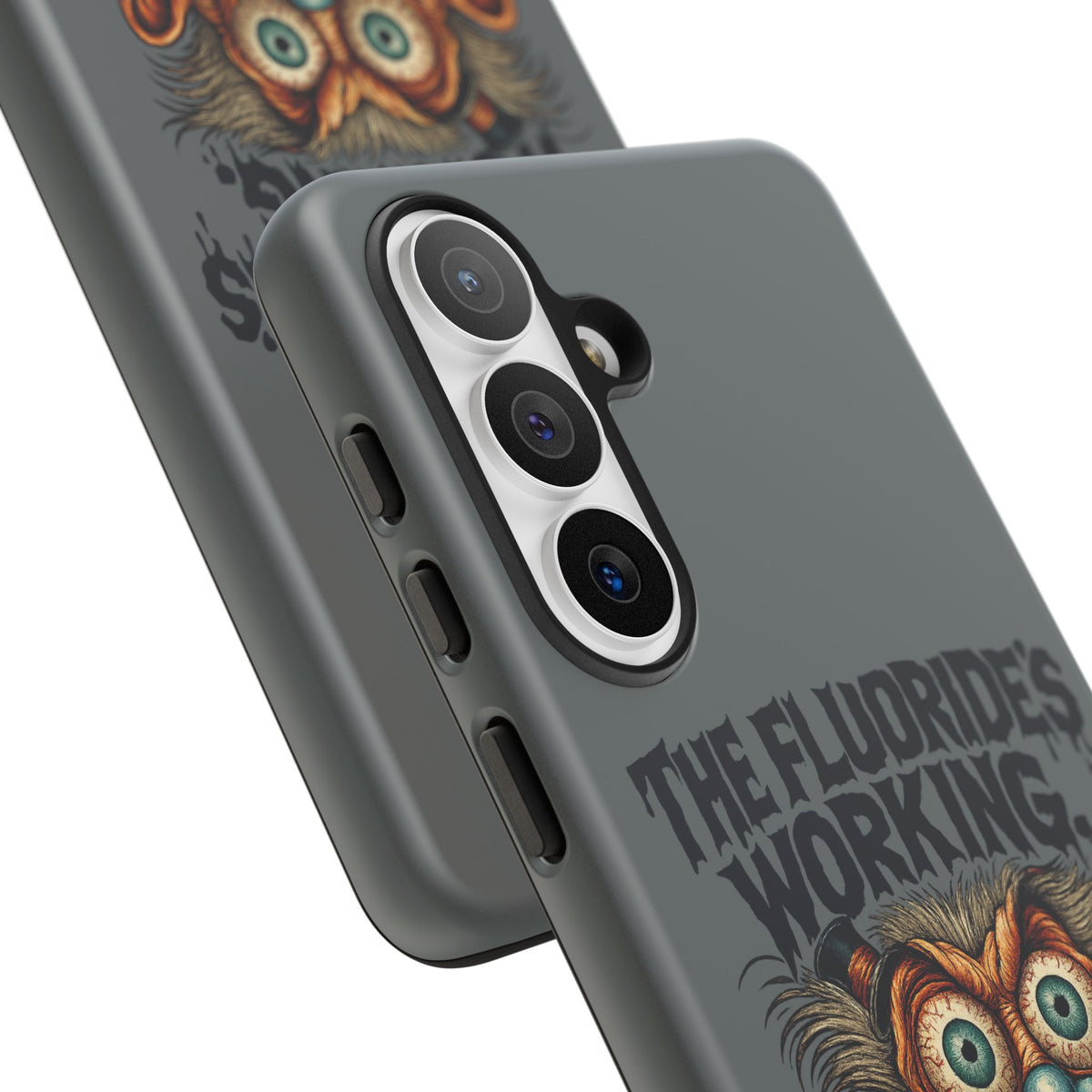 Phone Case — Retro Horror Graphic “The Fluoride’s Working” Shock Art