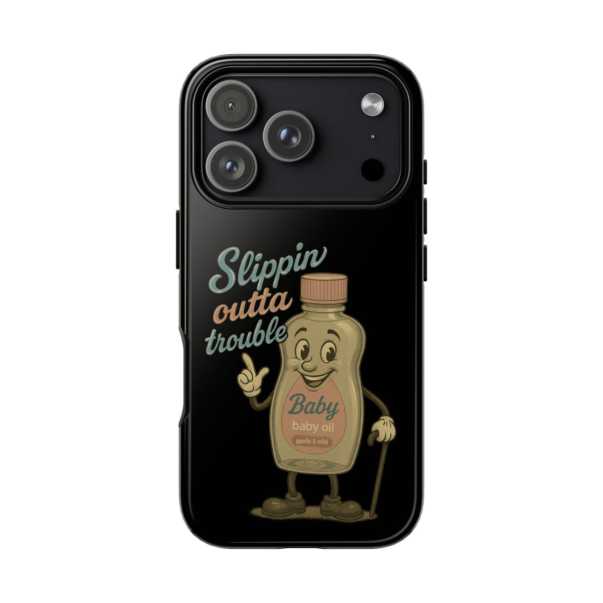 Phone Case — 'Slippin Outta Trouble' Retro Baby Oil Mascot