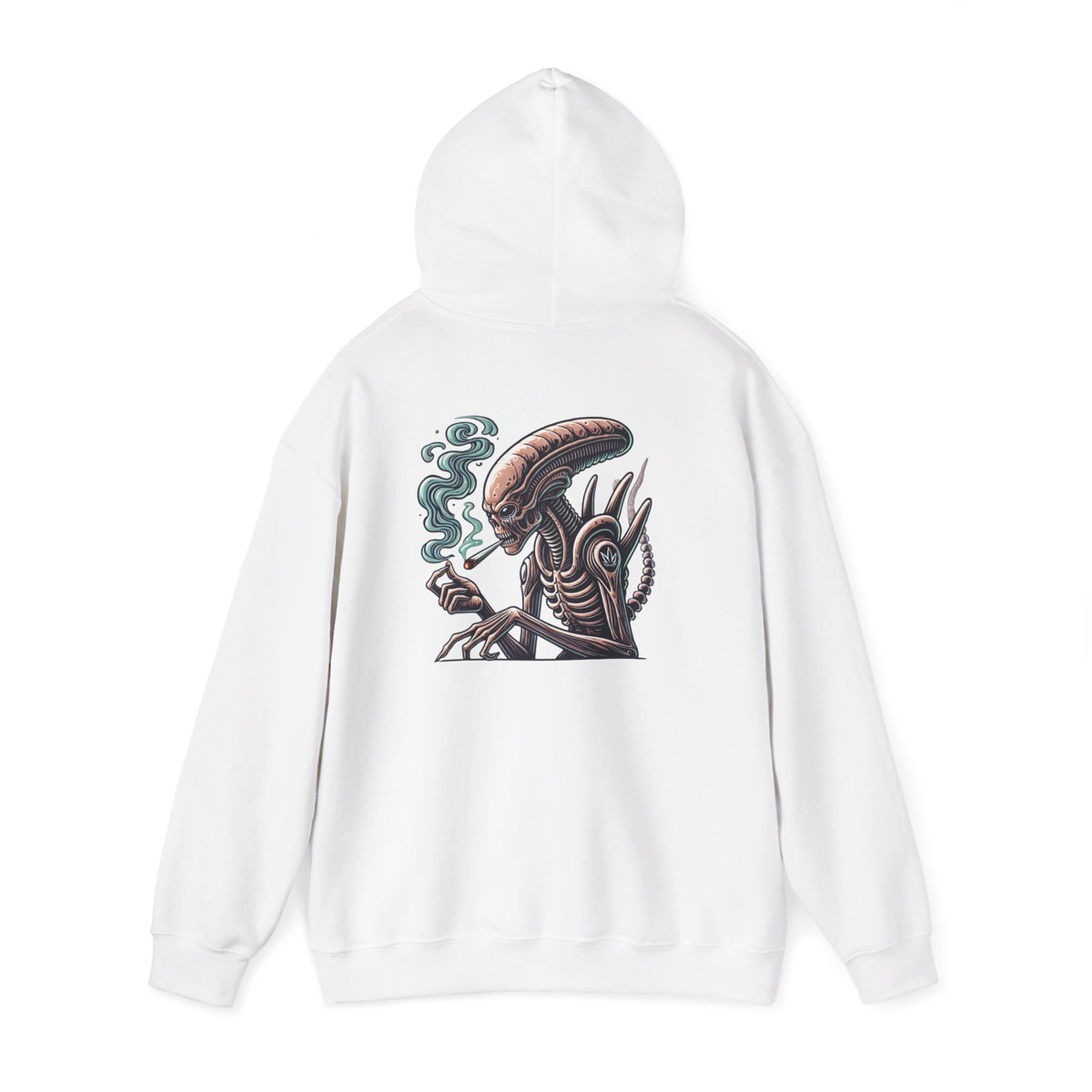 Alien Smoking Graphic Hoodie — Sci‑Fi Xenomorph Streetwear Pullover